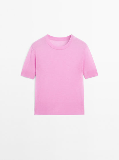 Short sleeve knit sweater
