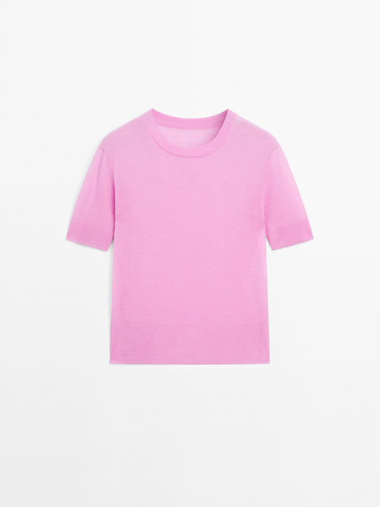 Short sleeve knit sweater