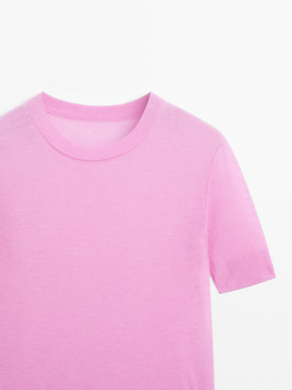 Short sleeve knit sweater