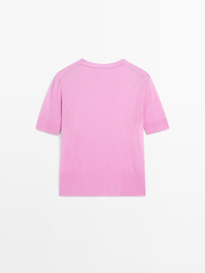 Short sleeve knit sweater
