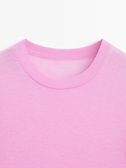 Short sleeve knit sweater