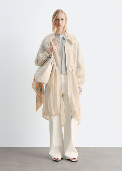 Drawstring Parka Coat