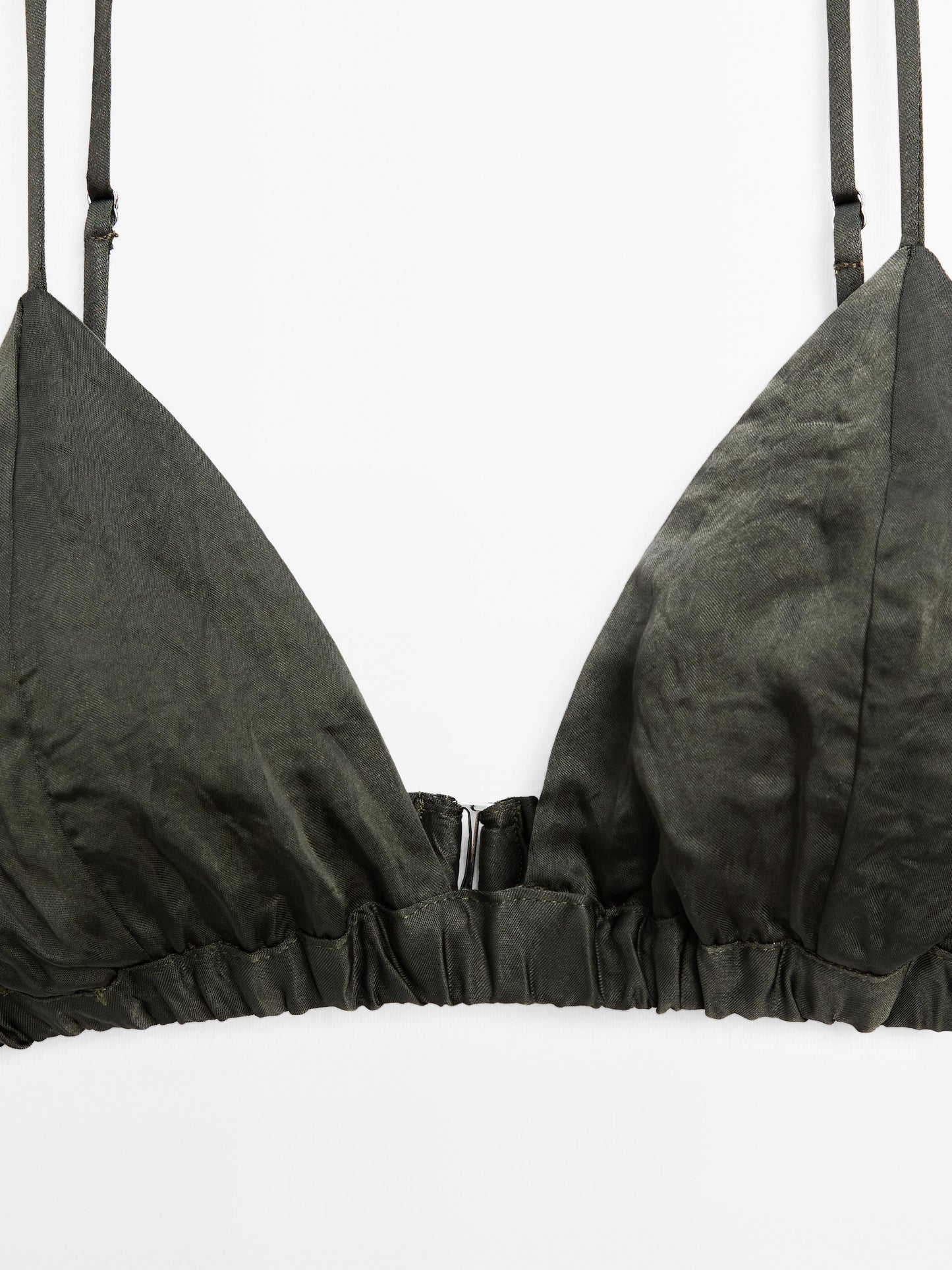 Satin triangle bra with elasticated detail
