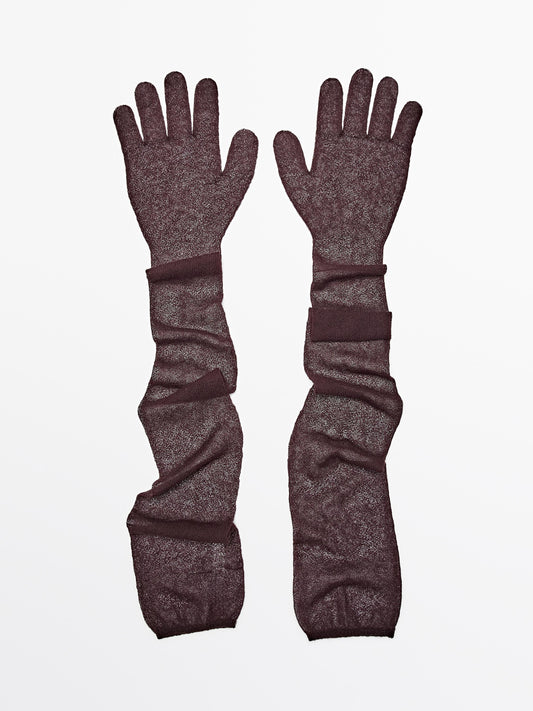 Long knit gloves