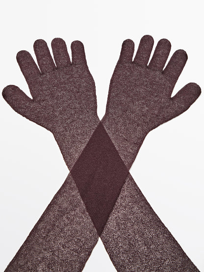 Long knit gloves