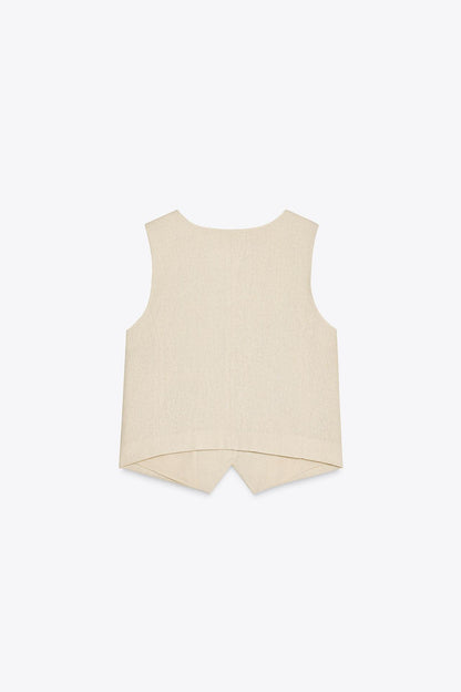 Linen Blend Tailored Waistcoat