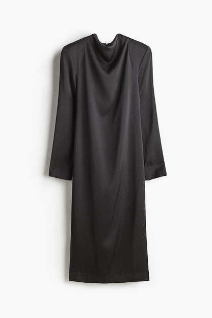 Cowl-neck satin dress