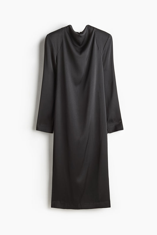 Cowl-neck satin dress