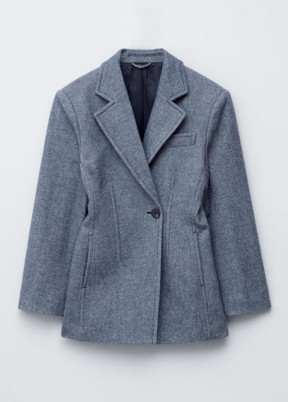 Fitted Shoulder-Pad Blazer