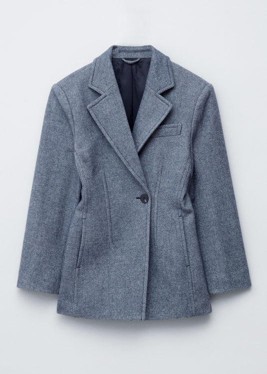 Fitted Shoulder-Pad Blazer