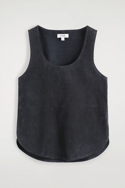 Scoop-Neck Suede Tank Top