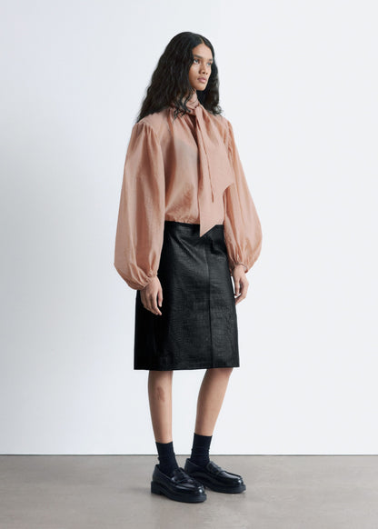 Puff-Sleeve Bow-Detail Blouse