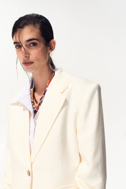 Single-breasted linen-blend blazer