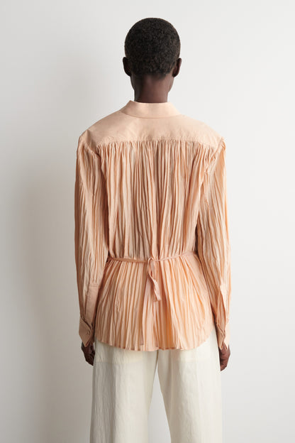 Crinkled Wrap-Over Blouse