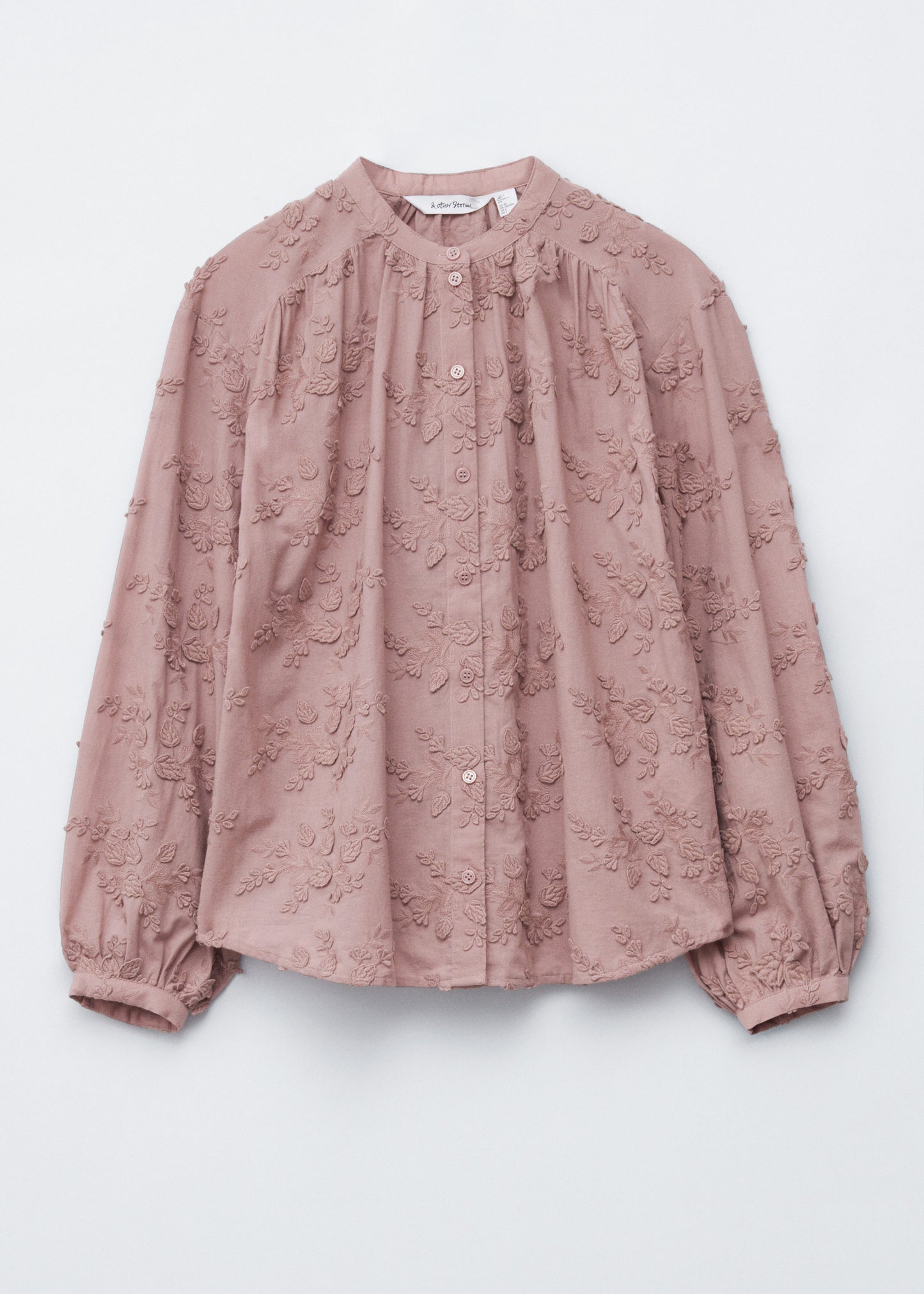 Voluminous Floral-Appliqué Blouse