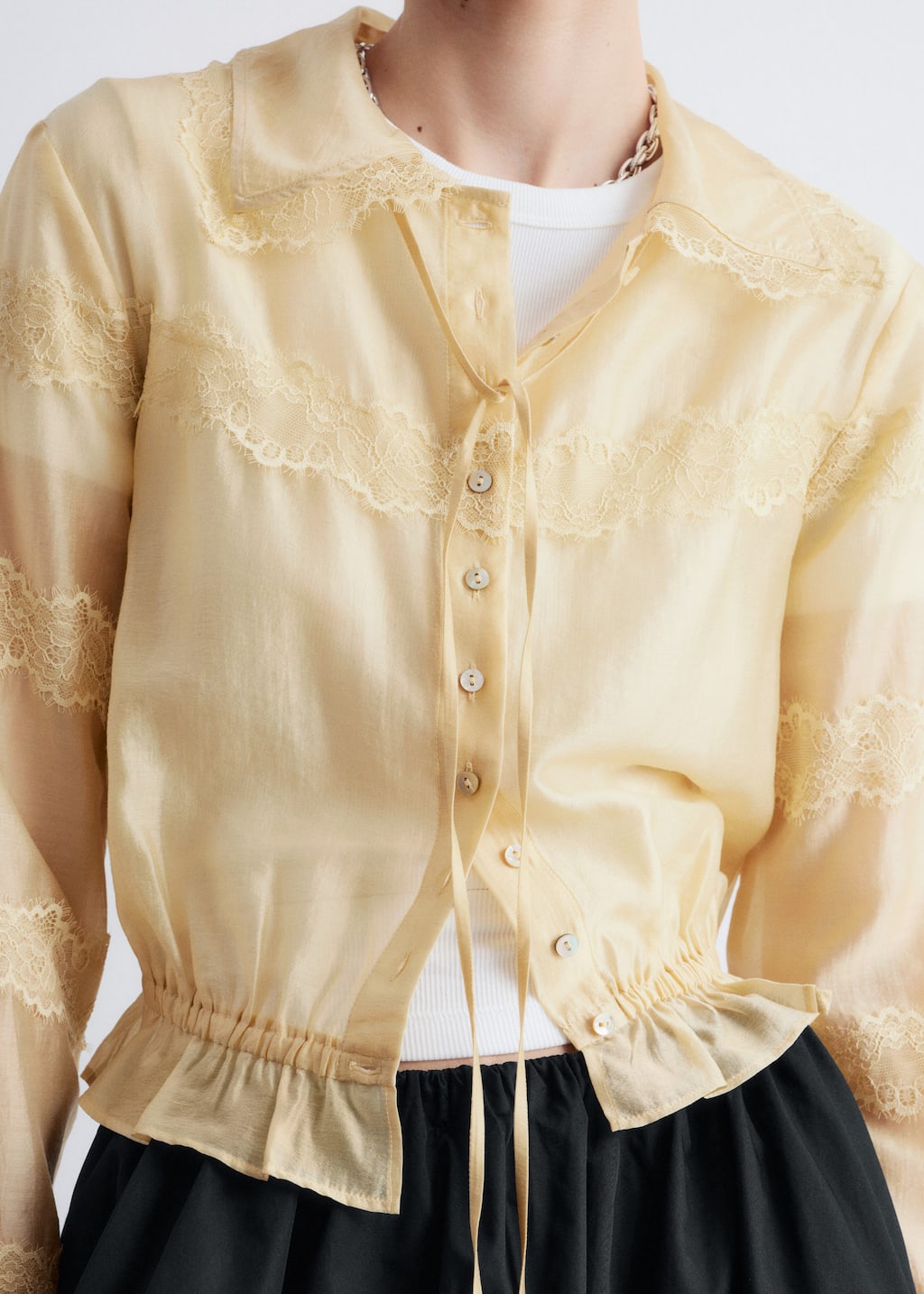 Long-Sleeve Lace Blouse