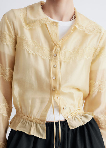 Long-Sleeve Lace Blouse