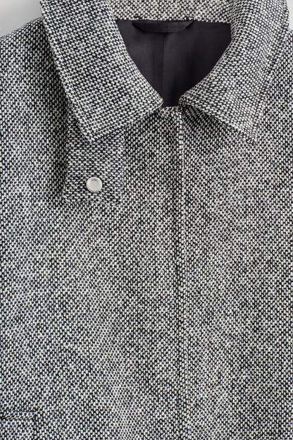Wool-Tweed Funnel-Neck Jacket
