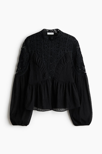 Crochet-look blouse