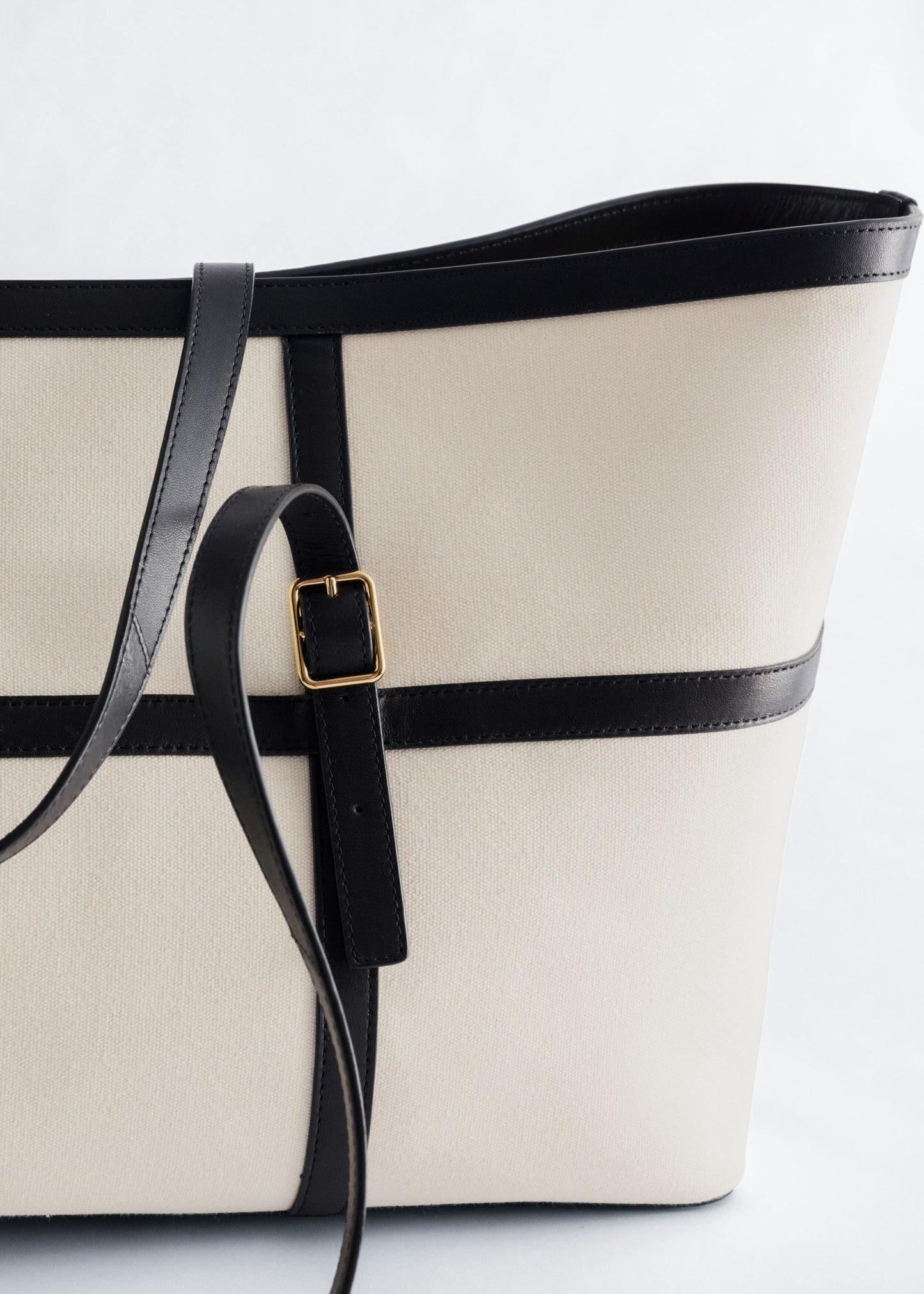 Leather-Trimmed Canvas Tote Bag