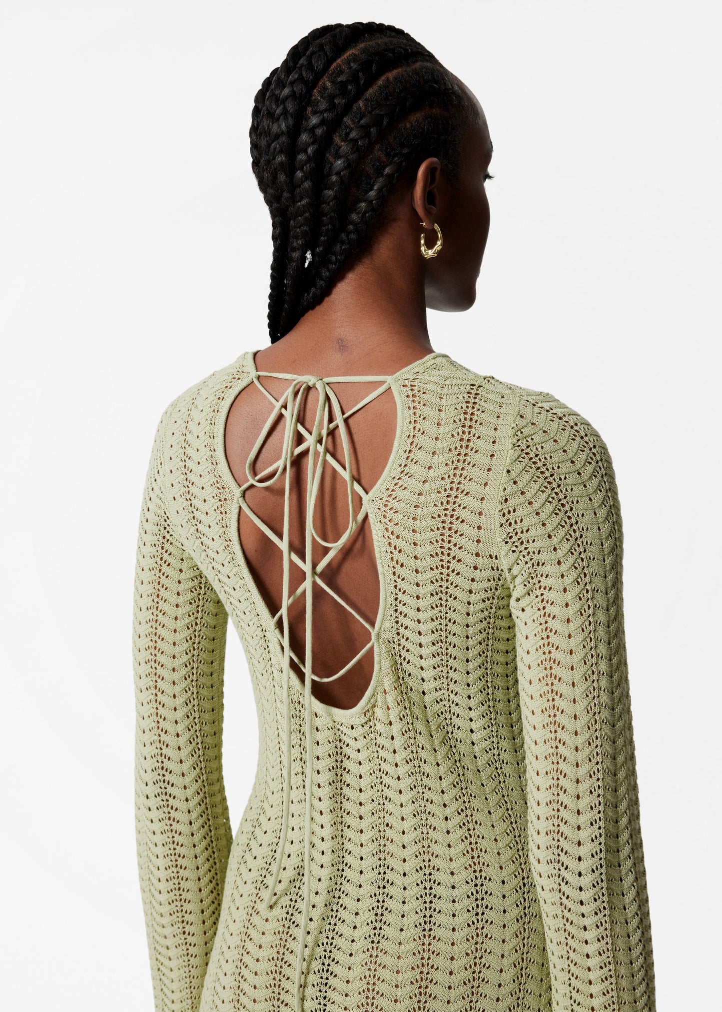 Pointelle-Knit Midi Dress