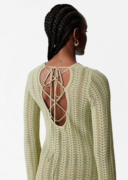 Pointelle-Knit Midi Dress