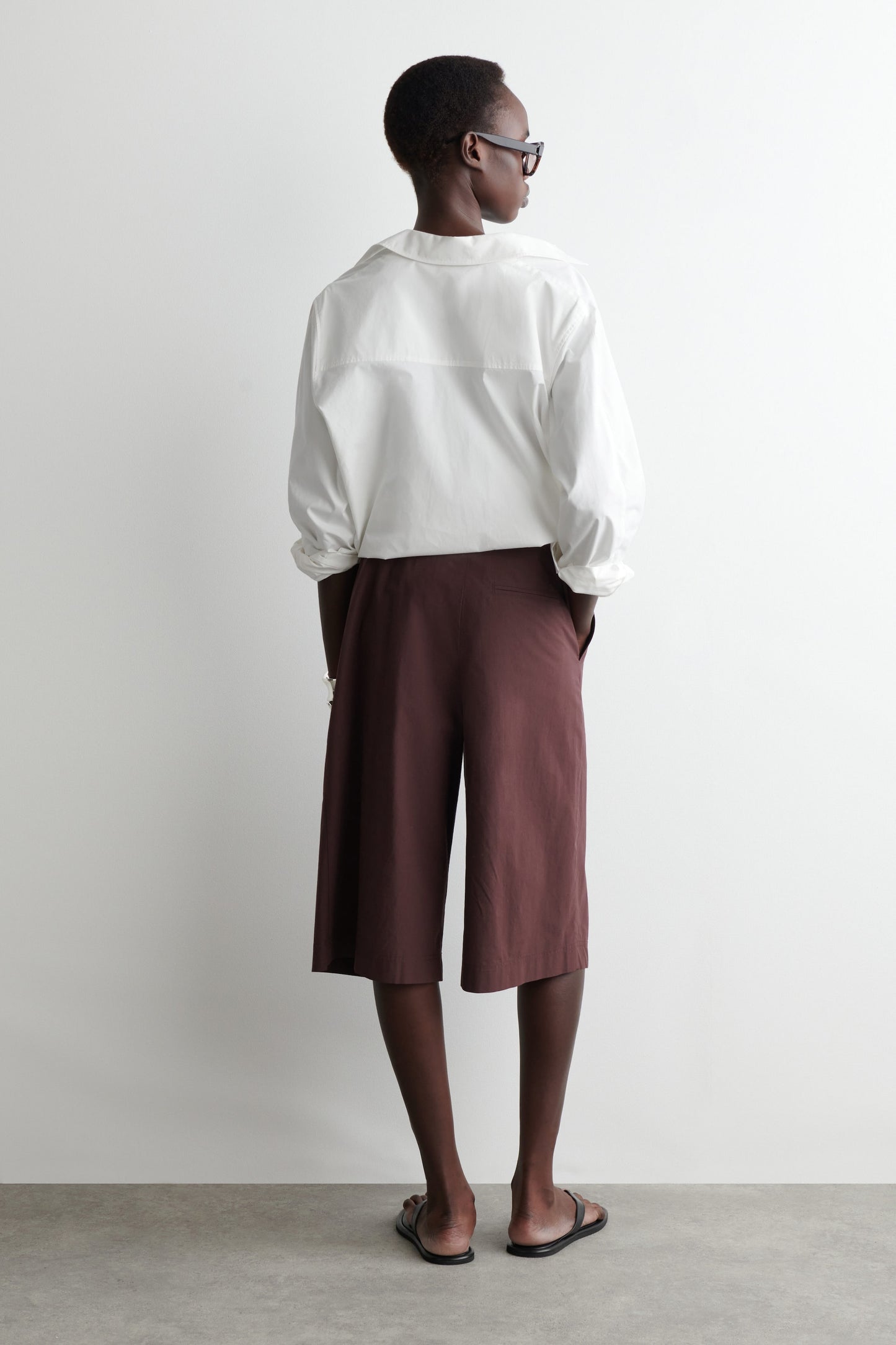 Belted wrap-front cotton shorts