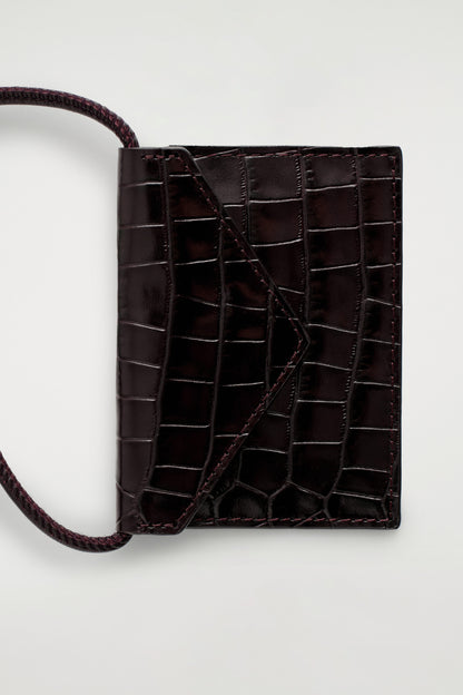 Croc-Embossed Leather Cardholder