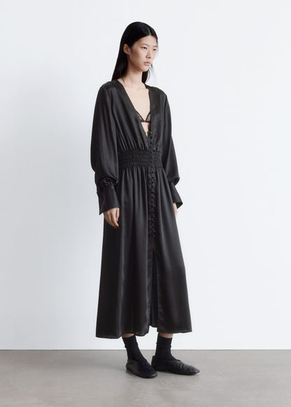 Satin Midi Shirt Dress