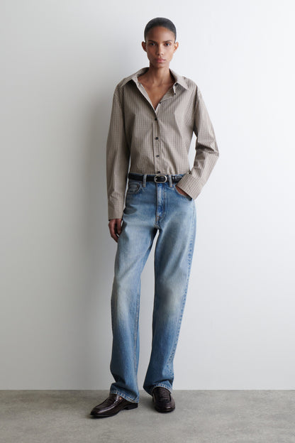 Checked Scarf-Detail Shirt