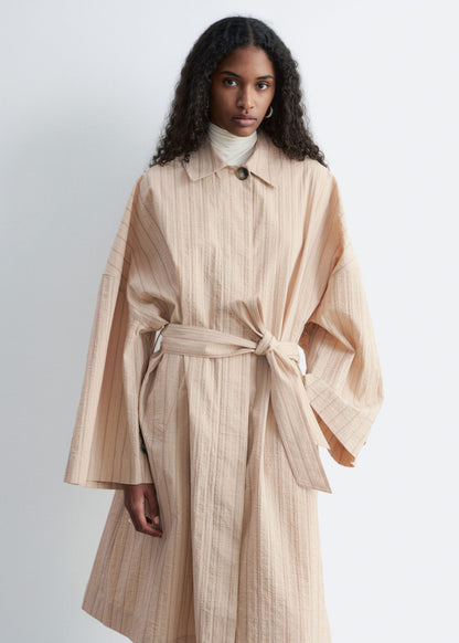 Oversized Pinstripe Trench Coat