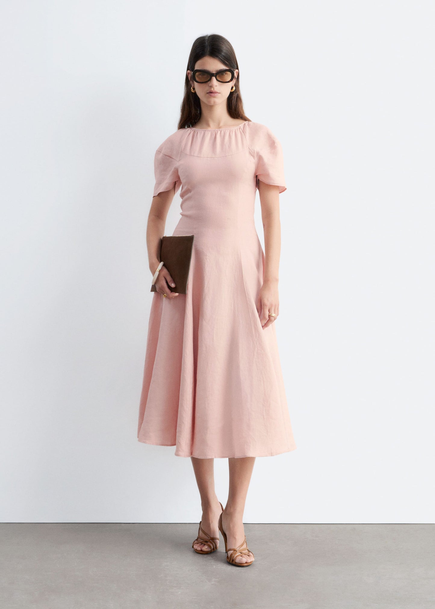Flared Linen Midi Dress