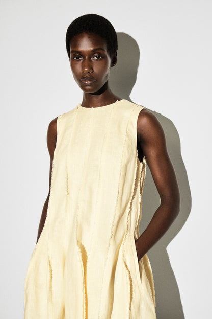 Sculpted pleated mini dress