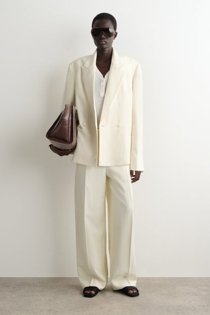 Linen-Blend Tuxedo Blazer