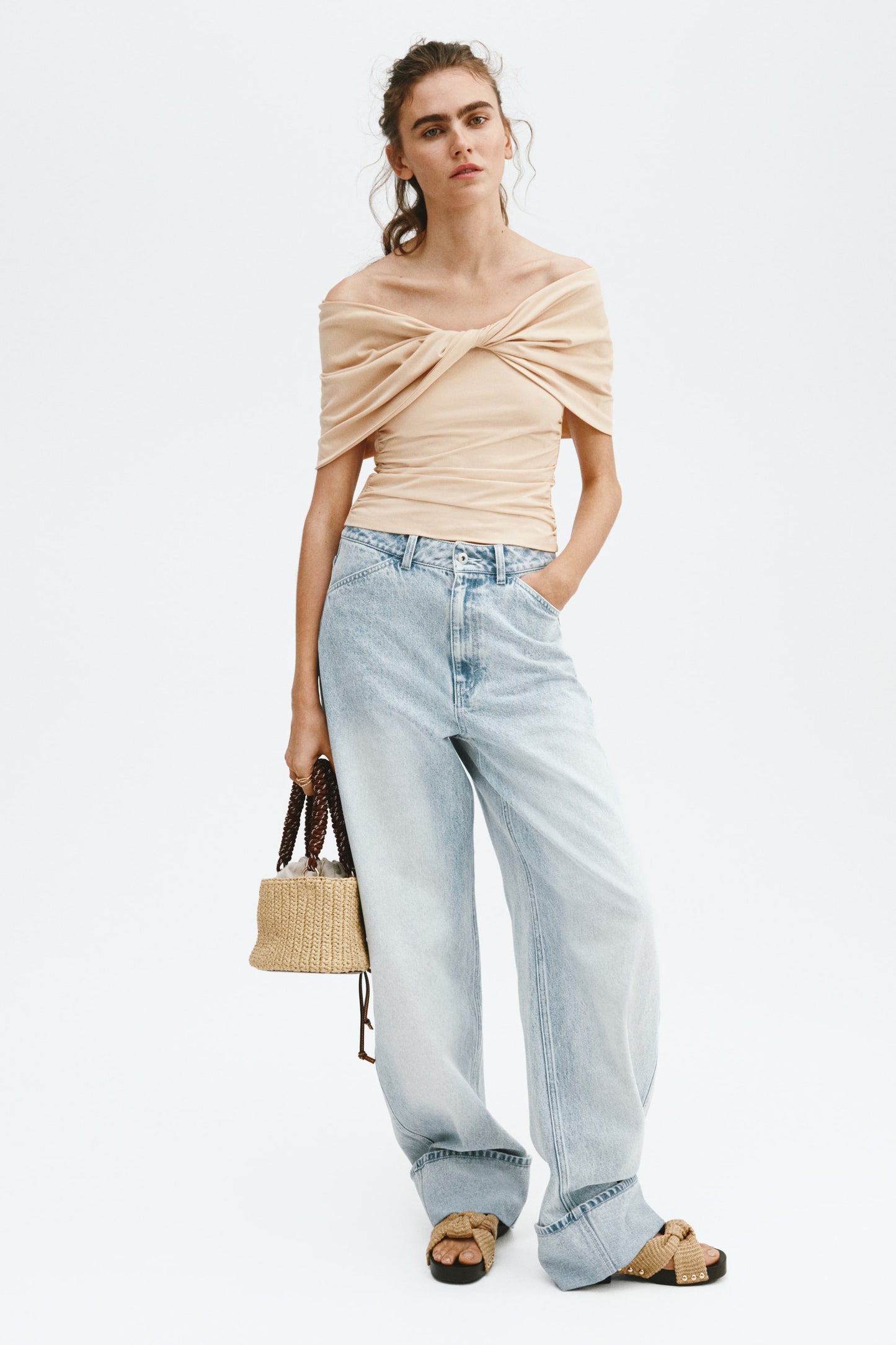 Twist-detail off-the-shoulder top