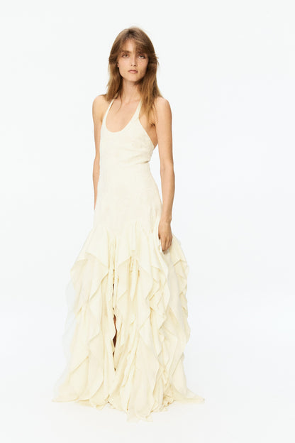 Ruffled embroidered dress