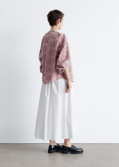 Voluminous Floral-Appliqué Blouse