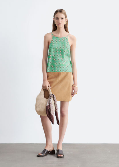 Contrast Binding Silk Top
