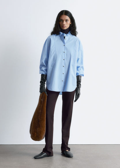 Long Stand-Collar Cotton Shirt