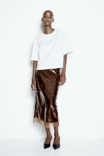 Sequined midi skirt