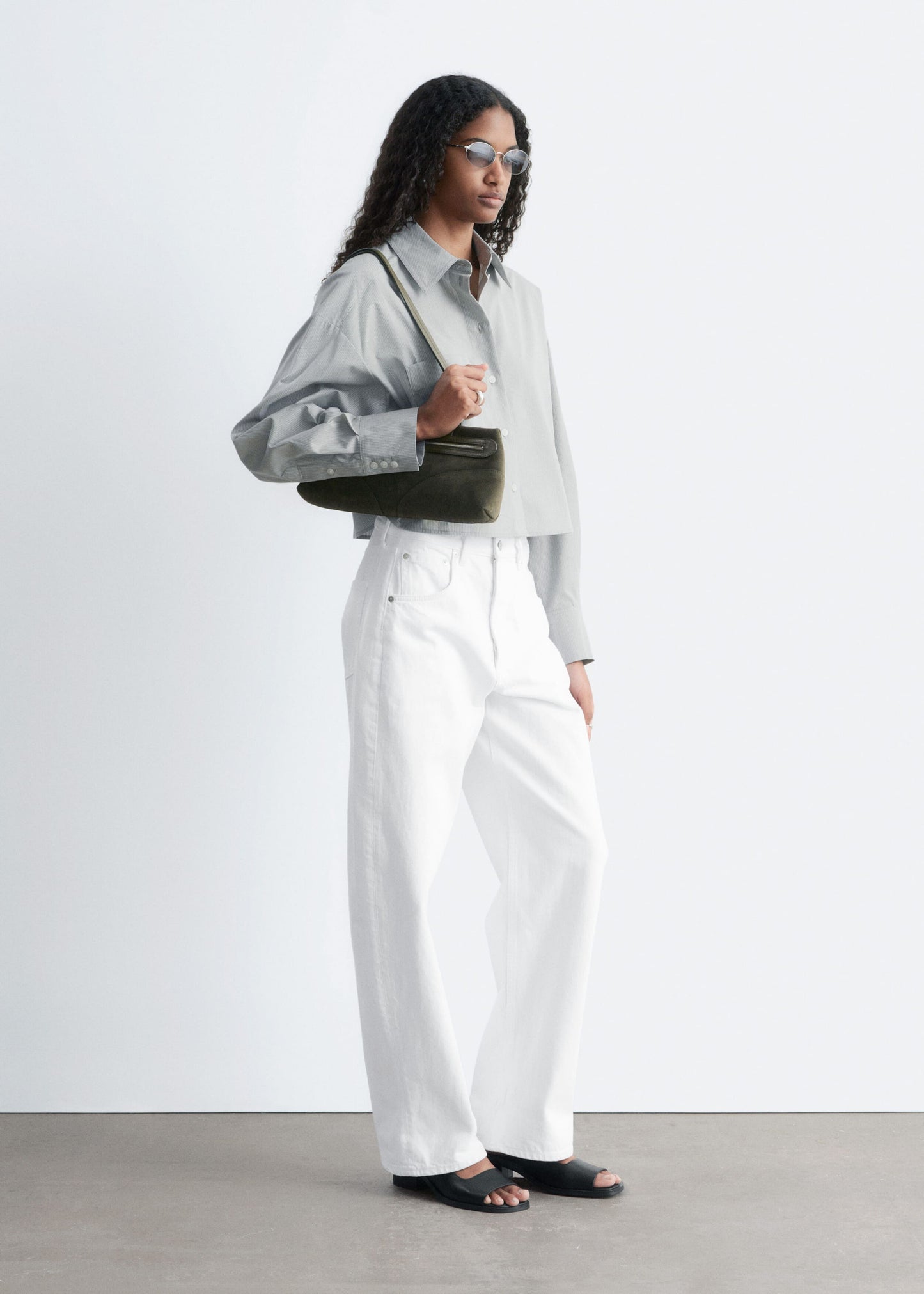 Cropped Oversized Cotton Shirt