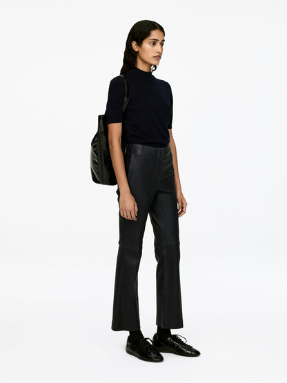 Kick-Flare Leather Trousers