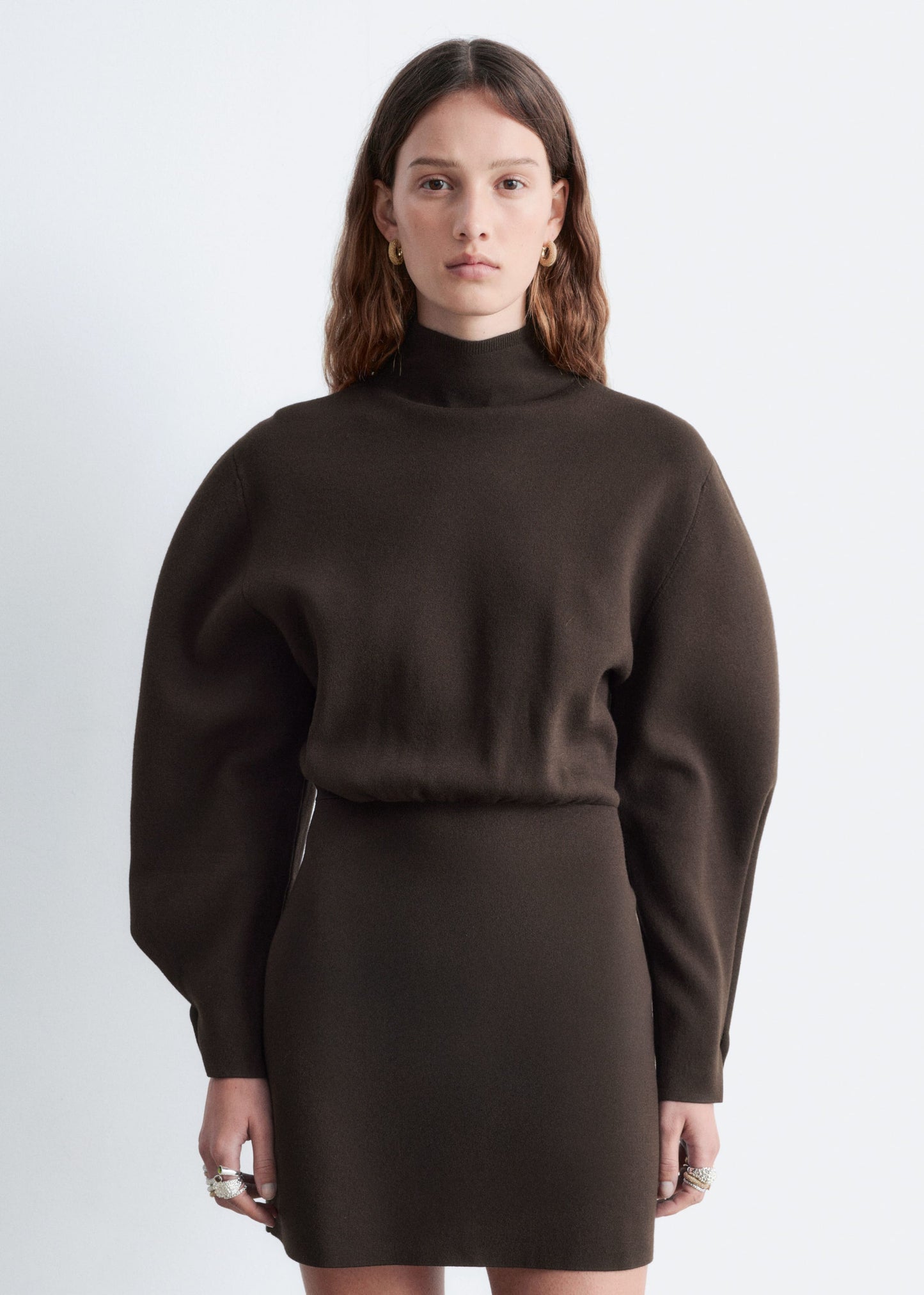 Knitted Mock-Neck Mini Dress