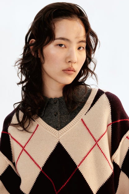Jacquard-knit wool jumper