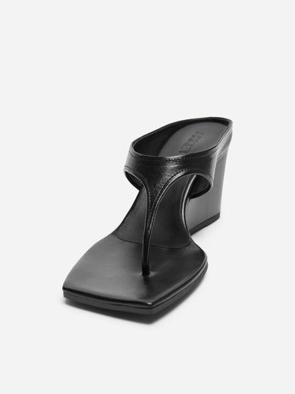 Leather Wedge Flip-Flop Sandals