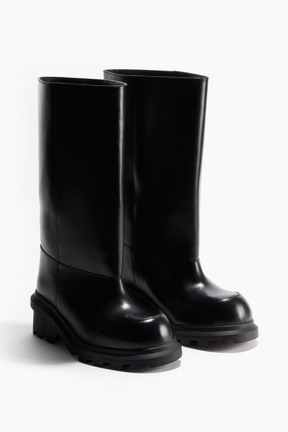 Chunky leather boots