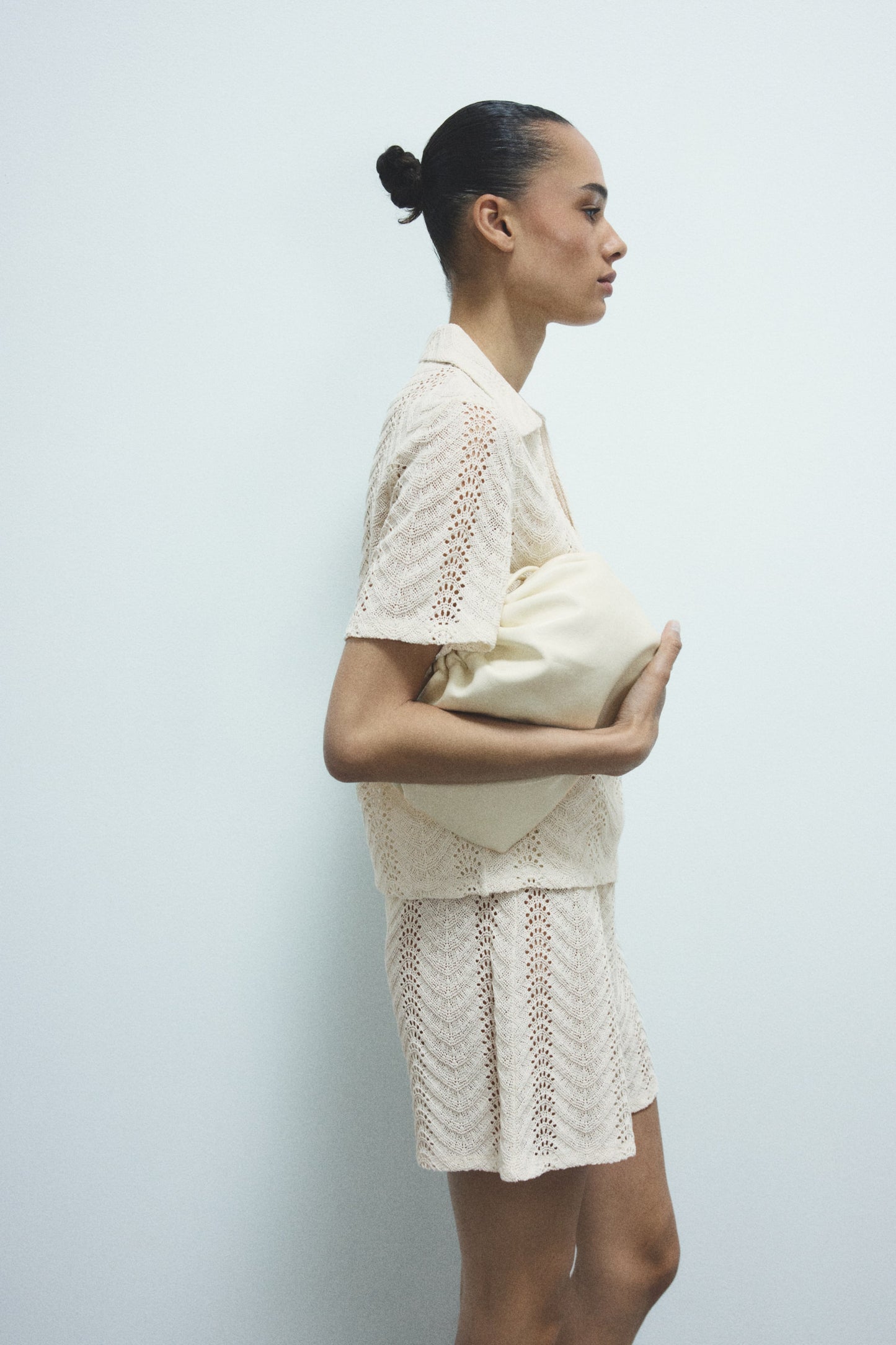 Women's Light beige Crochet-look polo shirt | H&M GB