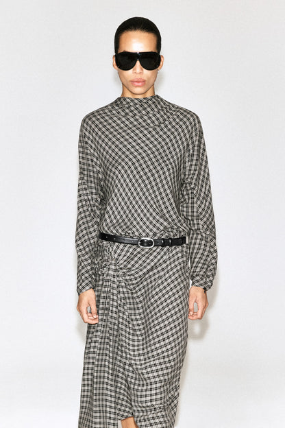 Draped Checked Top