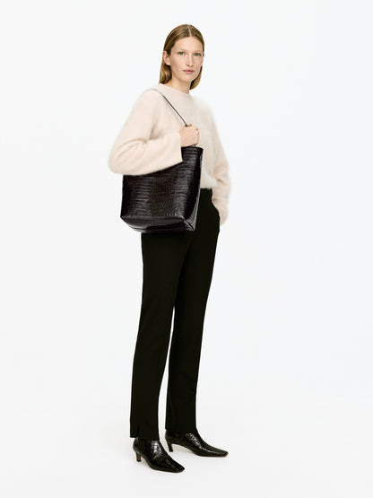 Croc-Effect Leather Tote