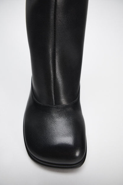 Leather Boots with Wide Calf